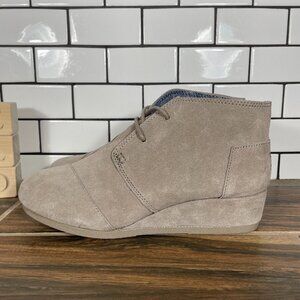 Toms Desert Wedge Youth Girls Size 6 Shoes Taupe Suede Casual Ankle Boots